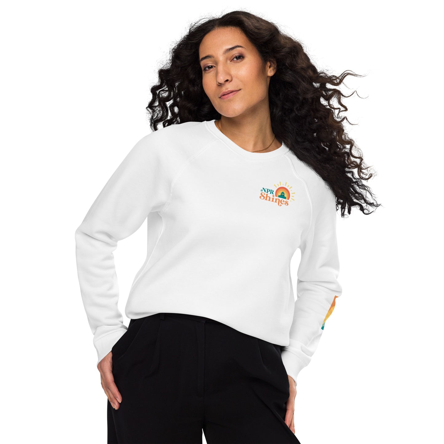 NPR Shines 100 Unisex Organic Raglan Sweatshirt