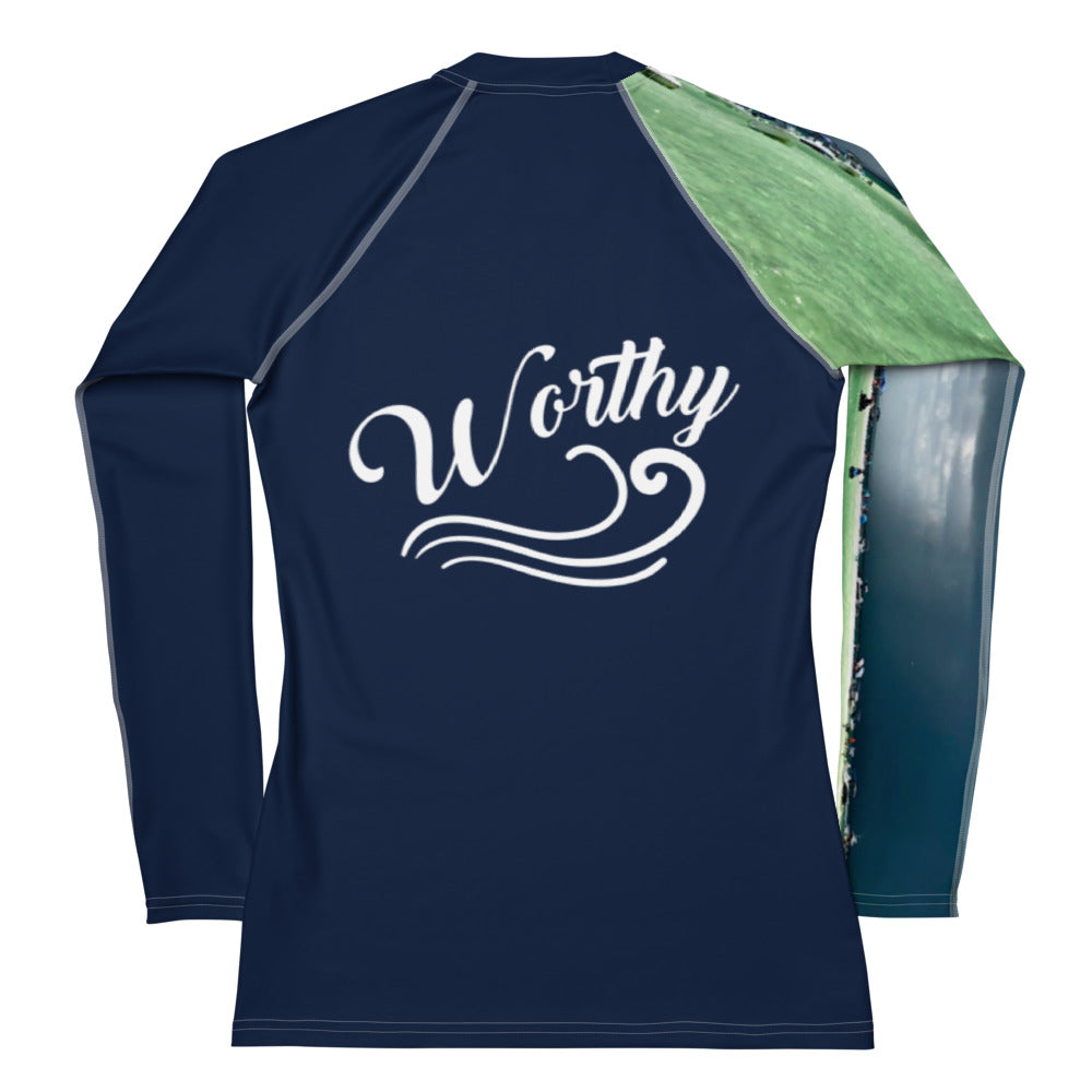 She Worthy Sandbar Storm Navy UPF 40 Rash Guard