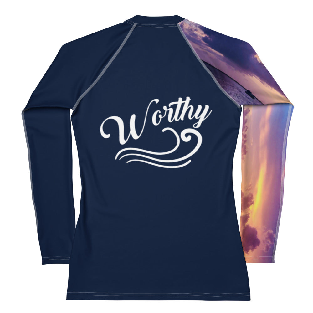 She Worthy Purple Sky Navy UPF 40 Rash Guard