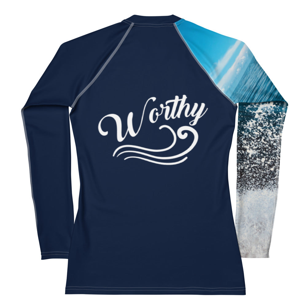 She Worthy White Water Sails Navy UPF 40 Rash Guard