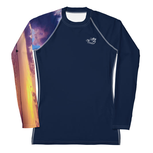 She Worthy Purple Sky Navy UPF 40 Rash Guard