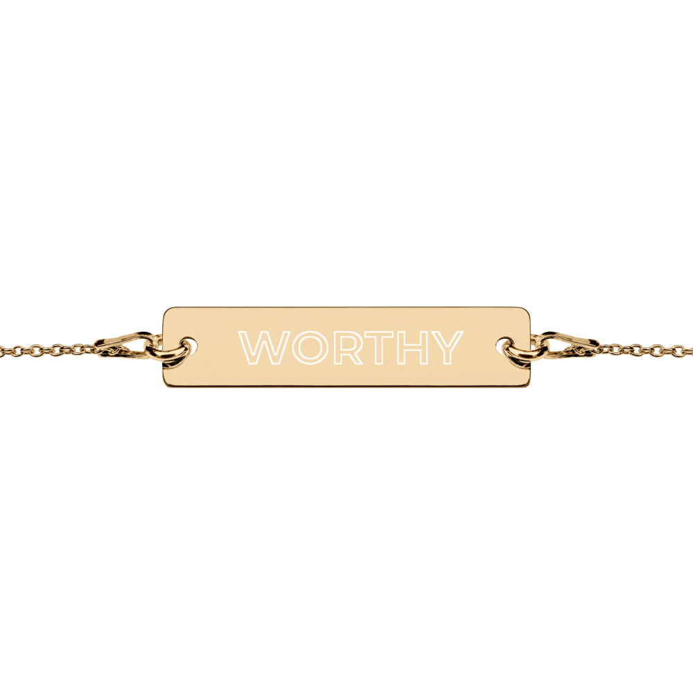 Worthy Engraved Silver Bar Chain Bracelet