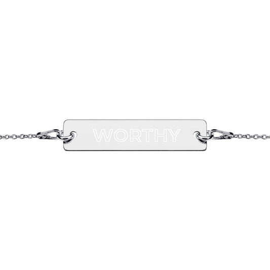 Worthy Engraved Silver Bar Chain Bracelet