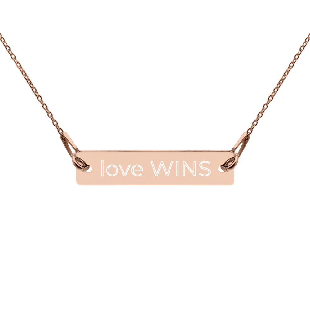 Love Wins Engraved Bar Necklace