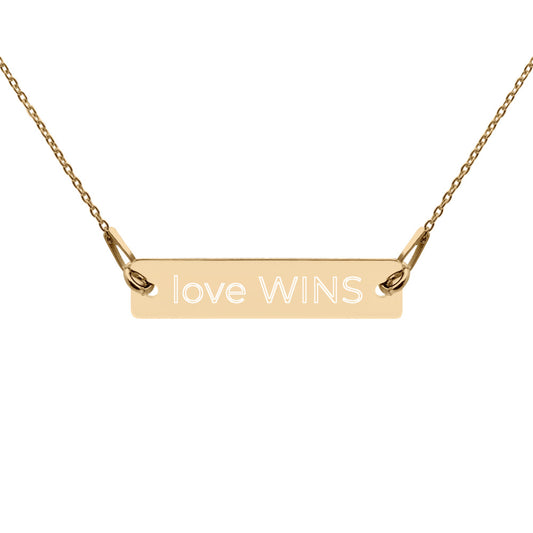 Love Wins Engraved Bar Necklace