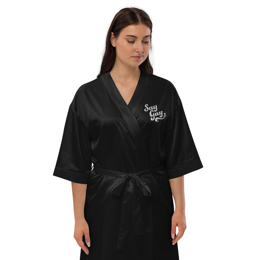 She Worthy Say Gay Satin Robe