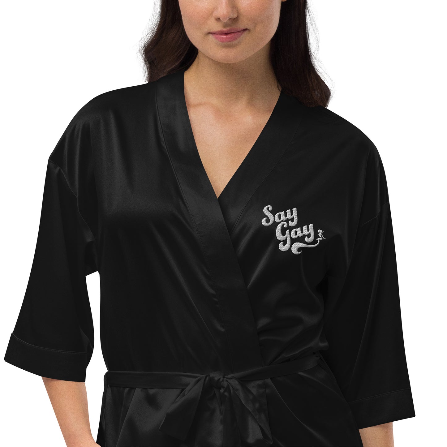 She Worthy Say Gay Satin Robe