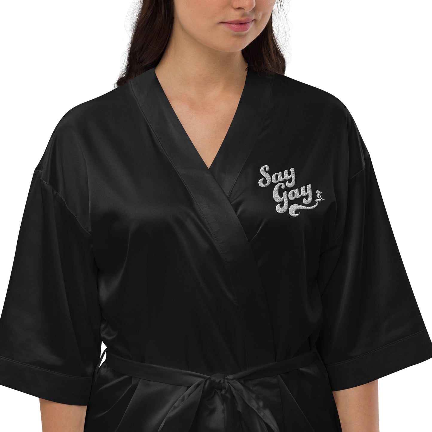 She Worthy Say Gay Satin Robe